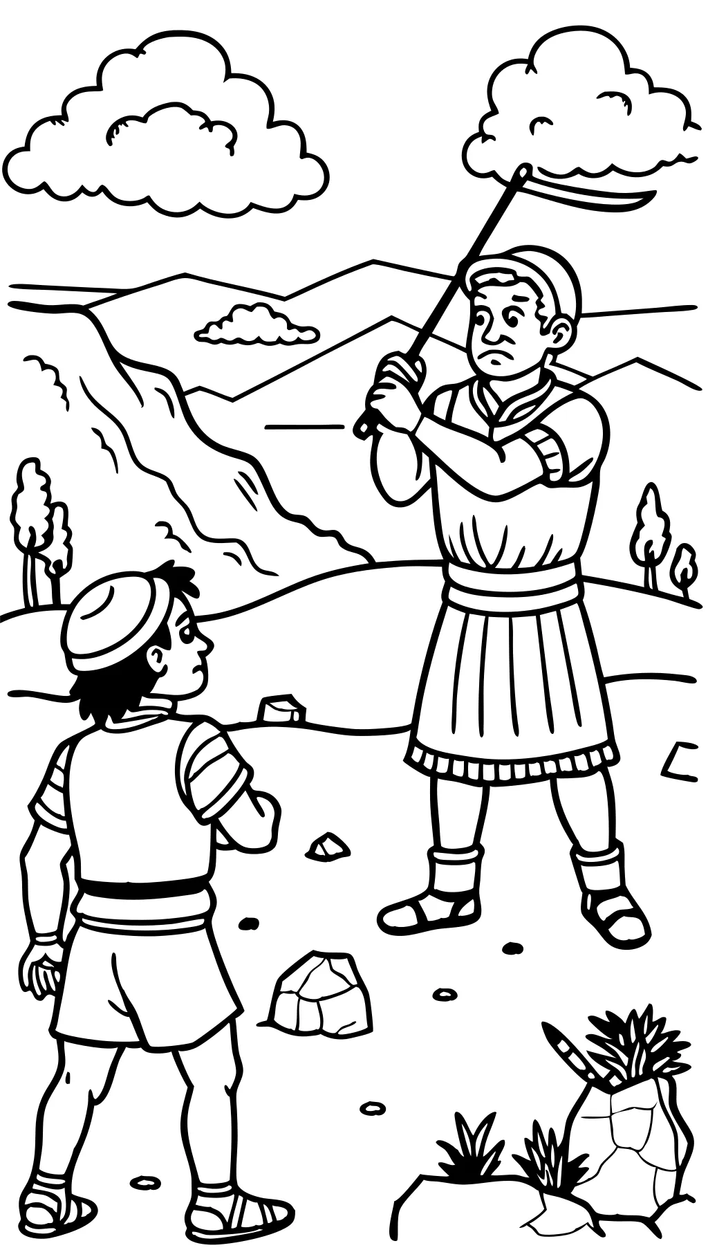 coloring page for david and goliath